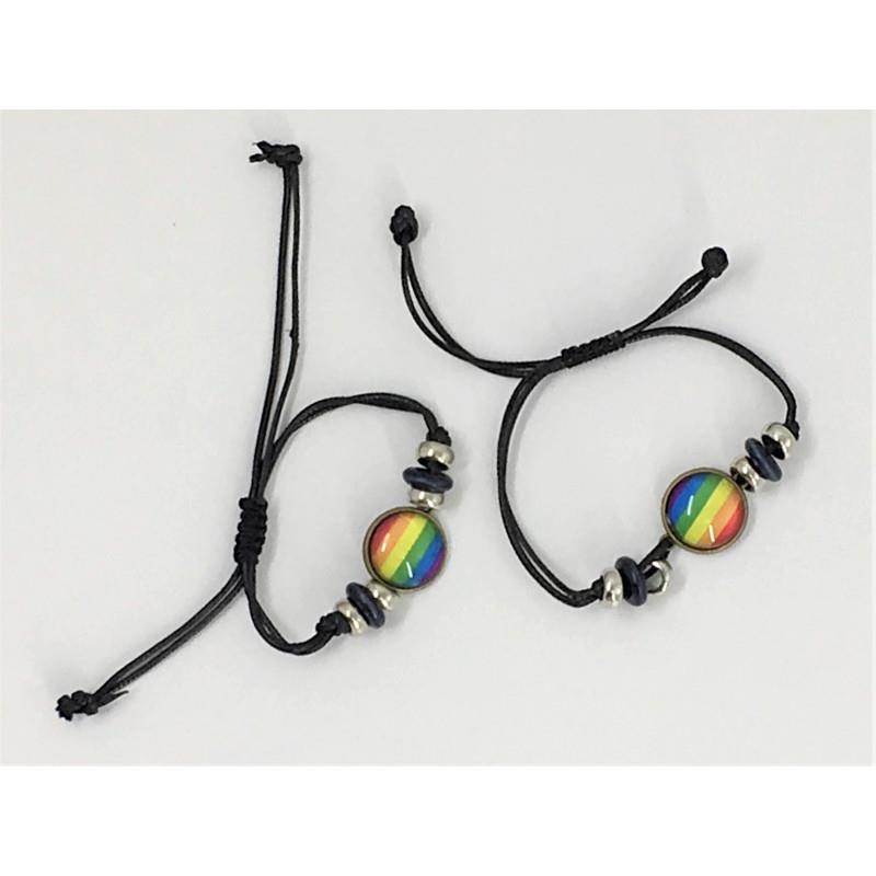 Pulsera Ajustable con Circulo Bandera LGBT