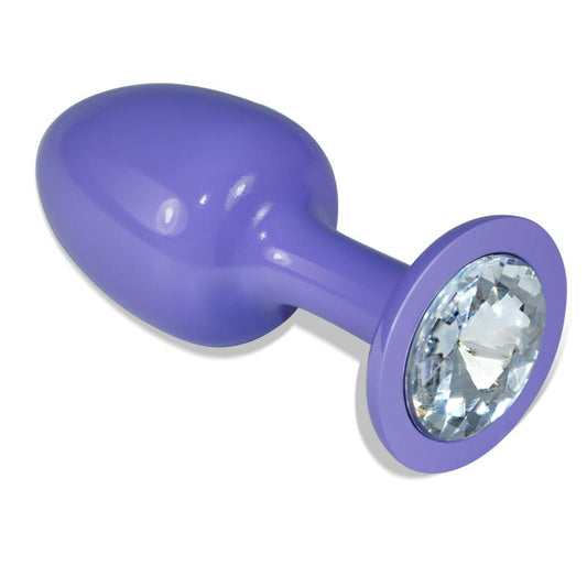 Plug Anal de Metal Purpura Rosebud con Joya Transparene