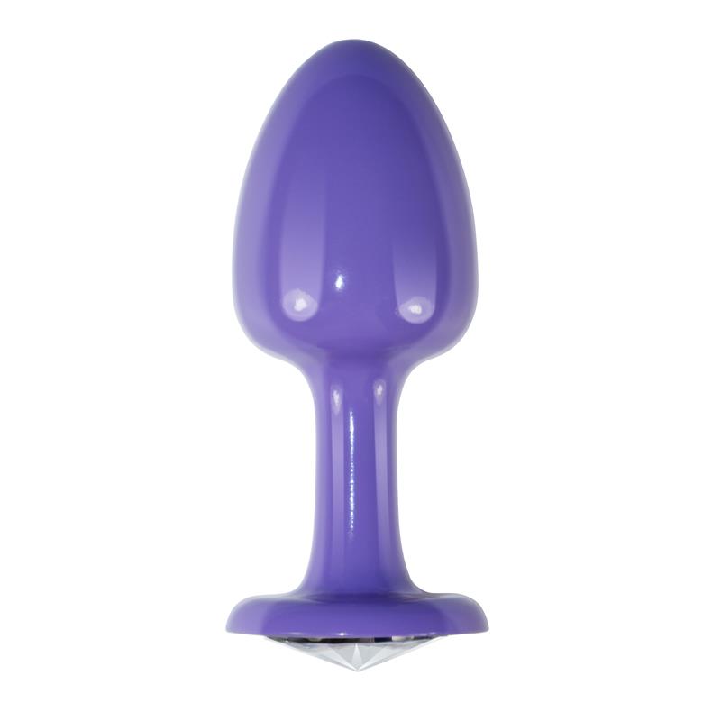 Plug Anal de Metal Purpura Rosebud con Joya Transparene