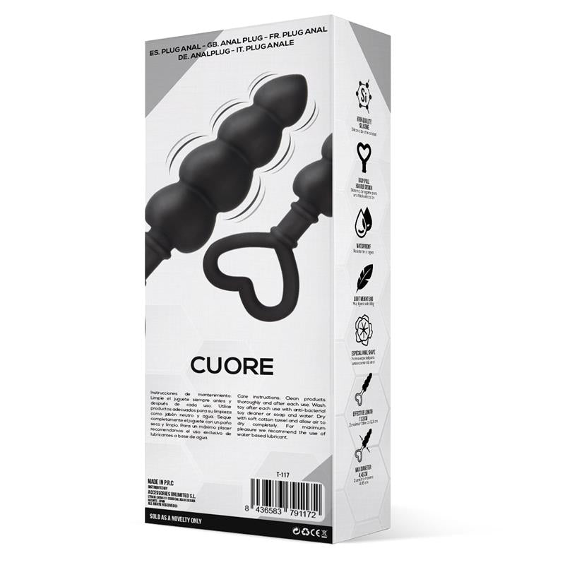 Cuore Plug Anal Silicona Negro