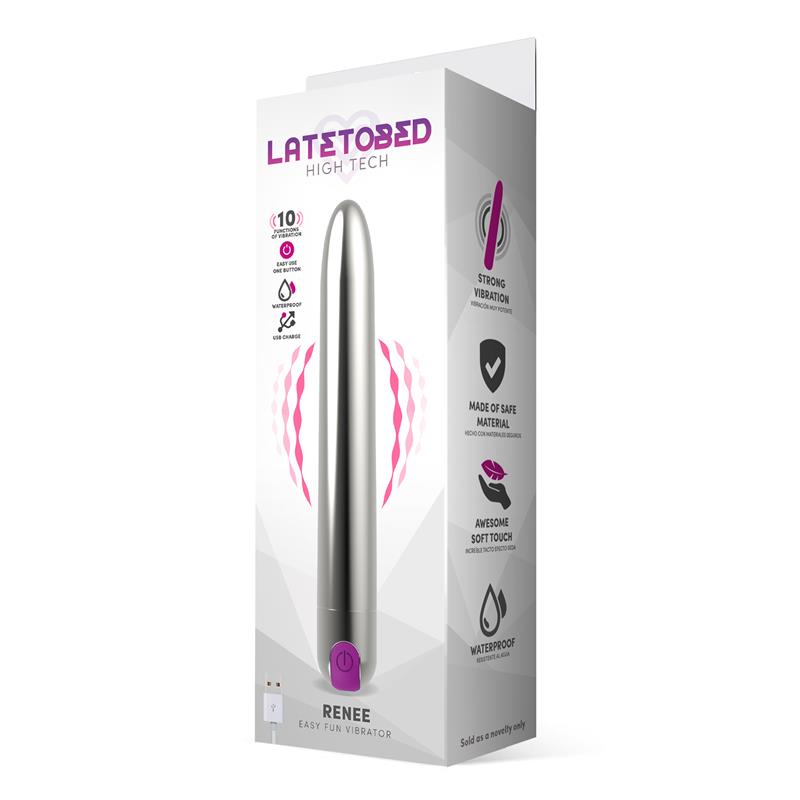 Renee Vibrador 10 Funciones 185 cm USB Plata