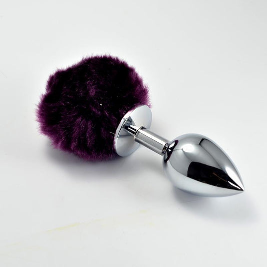 Plug Anal de Metal con Pompon Purpura Talla L