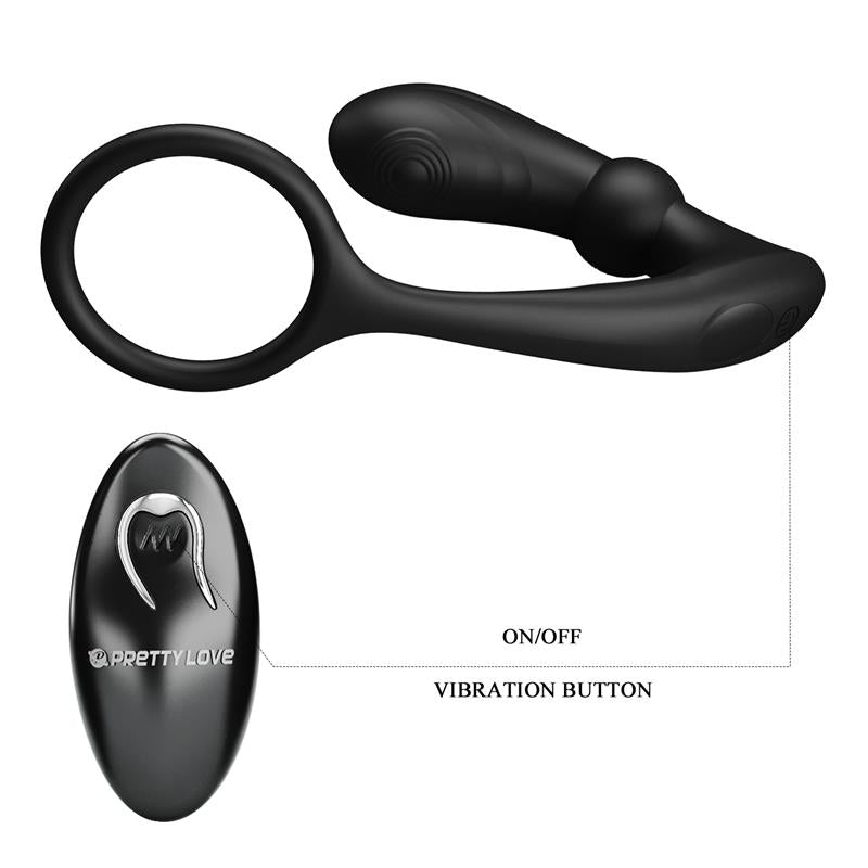 Warren Plug Anal y Anillo para el Pene con Vibracion y Pulsacion a Control Remoto