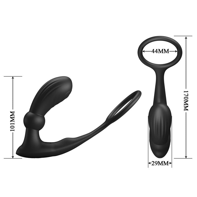 Warren Plug Anal y Anillo para el Pene con Vibracion y Pulsacion a Control Remoto