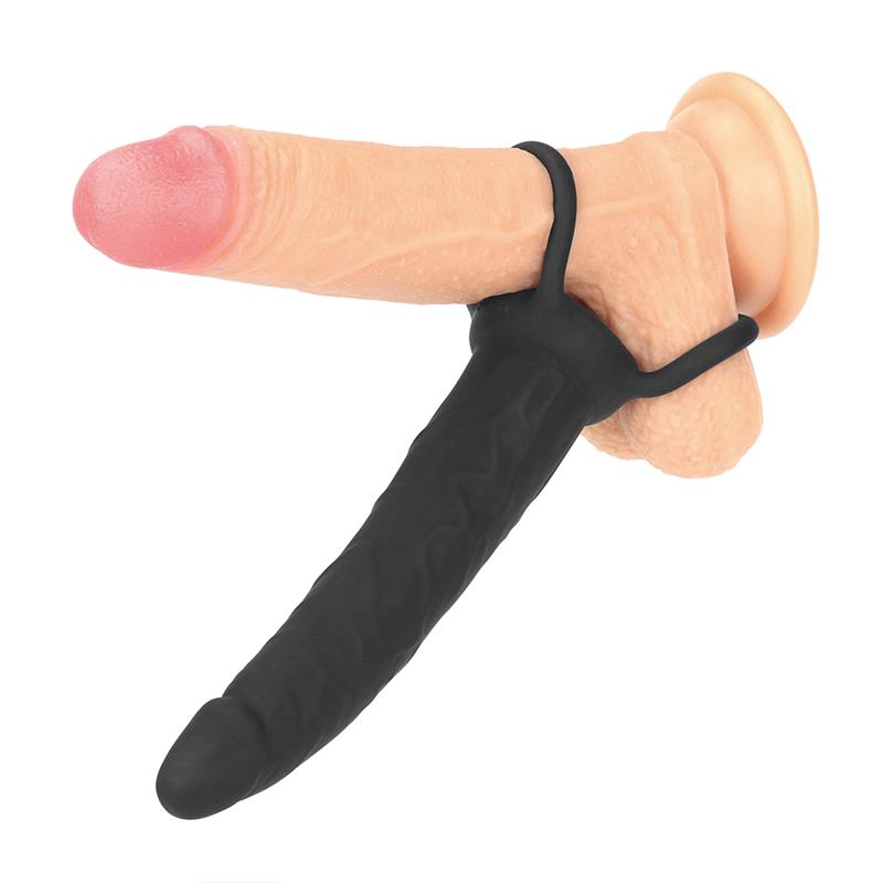 Dildo Anal con Doble Anillo Negro