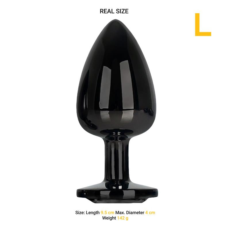 Blackgem Plug Anal Metalico con Joya Negro Talla L