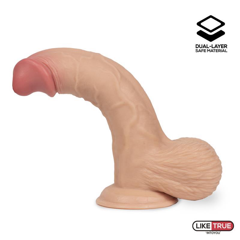 Fentok Dildo Realista Testiculos Completos Dual Layer Retractil 75