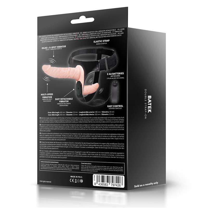 Batek Arnes con Dildo Doble Desmontable Punto G y Vibracion Control Remoto