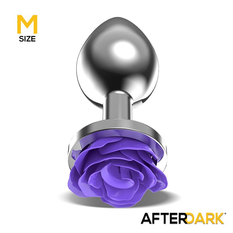 Plug Anal de Metal con Rosa Purpura en la Base Talla M