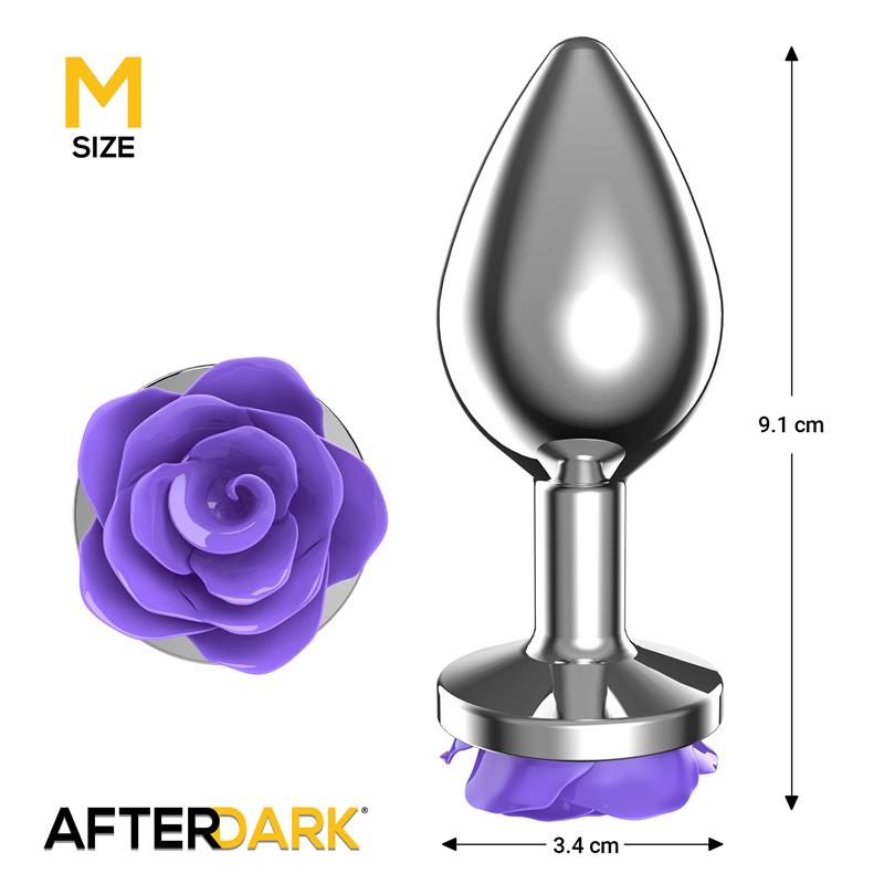 Plug Anal de Metal con Rosa Purpura en la Base Talla M