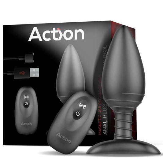 Asher Plug Anal con Control Remoto USB Magnetico Negro