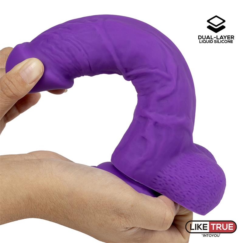 Dildo Realista Silicona Liquida Dual Layer 8 Purpura