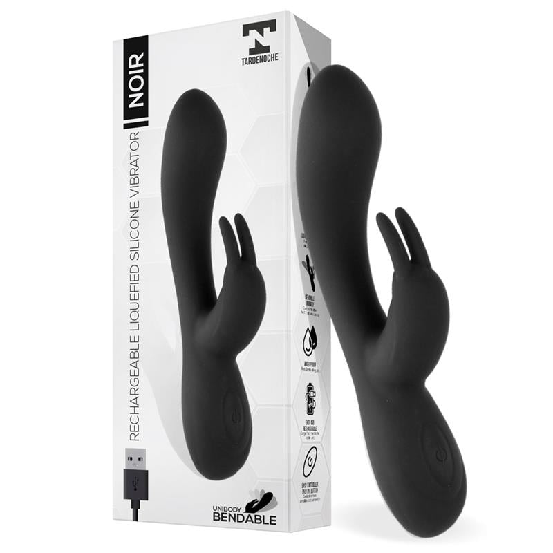 Noir Vibrador Silicona Liquida Inyectada 2 Motores USB