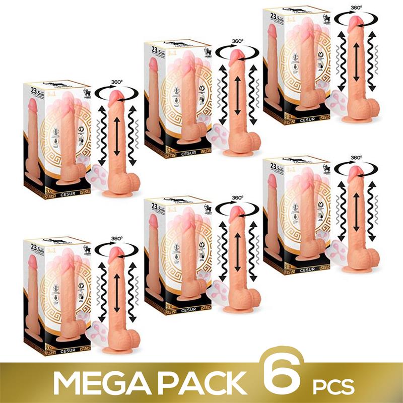 Pack de 6 Cesur 30 Dildo Realista con Vibracion Movimiento Ondulante 360º y Telescopico