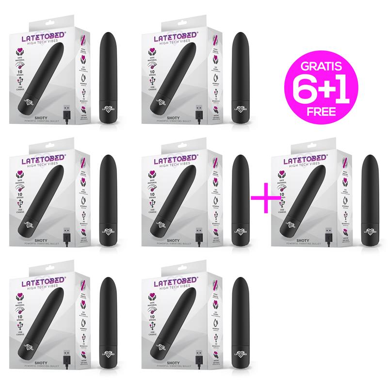 Pack 6 1 Shoty Bala Vibradora USB 10 Velocidades Potente Motor Negro