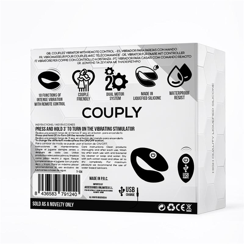 Couply Juguete para Parejas con Control Remoto USB Unibody Silicona Liquida