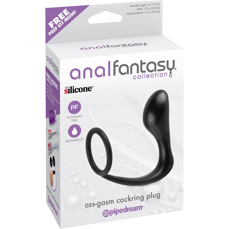 Estimulador Anal Ass Gasm Cockring Plug Color Negro