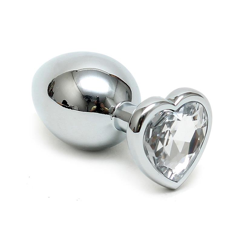 Plug Anal Acero Inox Cristal Corazon Transparente