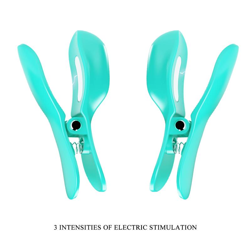 Surprise Box Huevo Vibrador y Pinzas para Pezones con Electro Estimulacion Azul