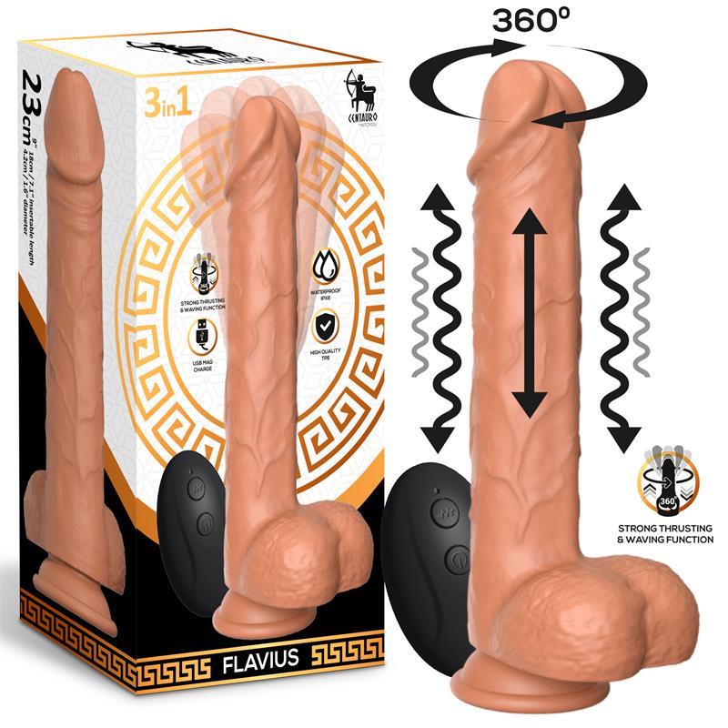 Flavius Dildo con Vibracion Thrusting y Waving 360º 9 23 cm