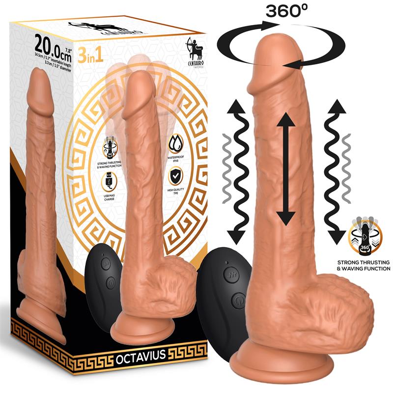 Octavius Dildo con Vibracion Thrusting y Waving 360º 78 20 cm